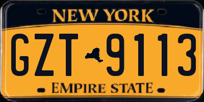 NY license plate GZT9113