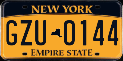 NY license plate GZU0144