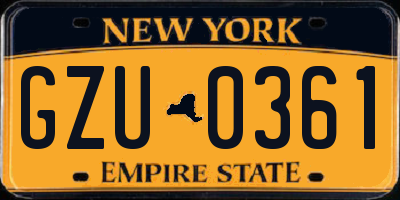 NY license plate GZU0361