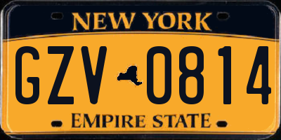 NY license plate GZV0814