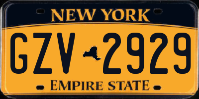 NY license plate GZV2929