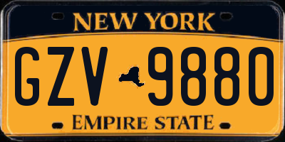 NY license plate GZV9880