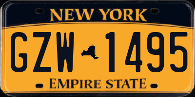 NY license plate GZW1495