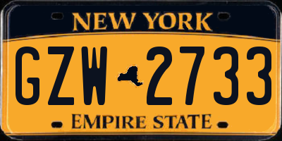 NY license plate GZW2733