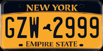NY license plate GZW2999