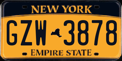 NY license plate GZW3878