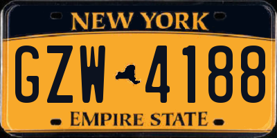 NY license plate GZW4188