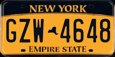 NY license plate GZW4648