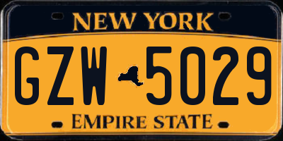 NY license plate GZW5029