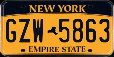 NY license plate GZW5863
