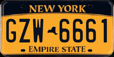 NY license plate GZW6661