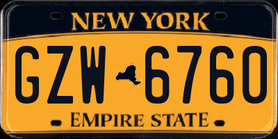 NY license plate GZW6760