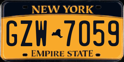 NY license plate GZW7059