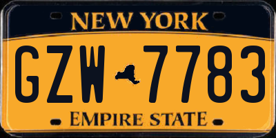 NY license plate GZW7783