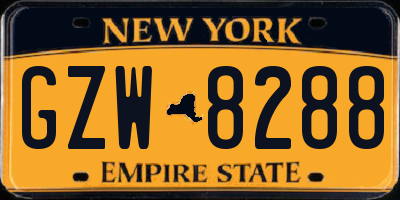 NY license plate GZW8288