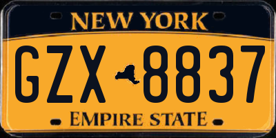 NY license plate GZX8837
