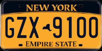 NY license plate GZX9100