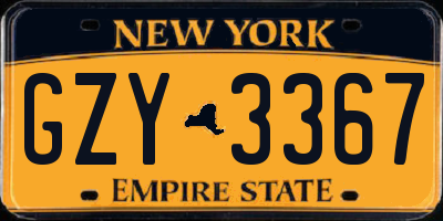 NY license plate GZY3367