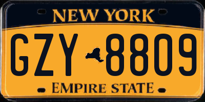 NY license plate GZY8809