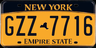 NY license plate GZZ7716