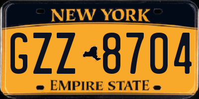 NY license plate GZZ8704