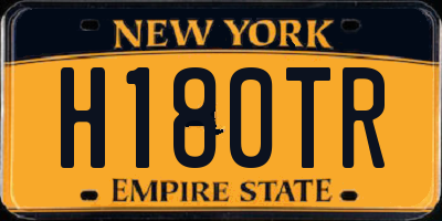 NY license plate H180TR