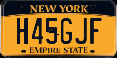 NY license plate H45GJF