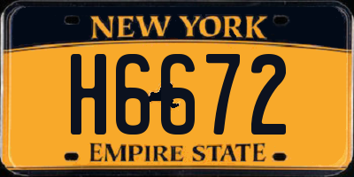 NY license plate H6672