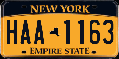 NY license plate HAA1163