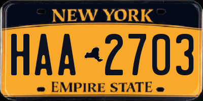NY license plate HAA2703