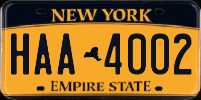 NY license plate HAA4002