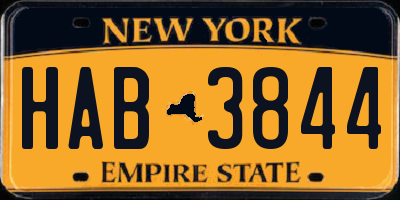 NY license plate HAB3844