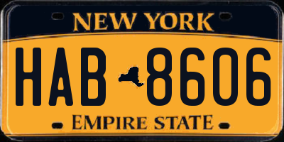 NY license plate HAB8606