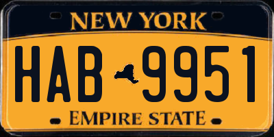NY license plate HAB9951