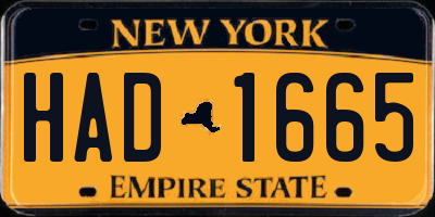 NY license plate HAD1665
