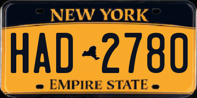 NY license plate HAD2780