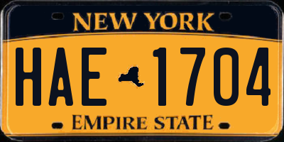 NY license plate HAE1704