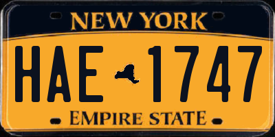 NY license plate HAE1747