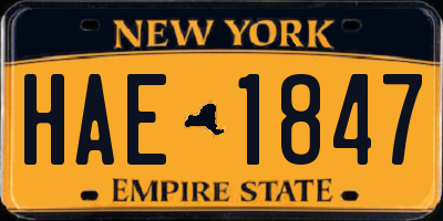 NY license plate HAE1847