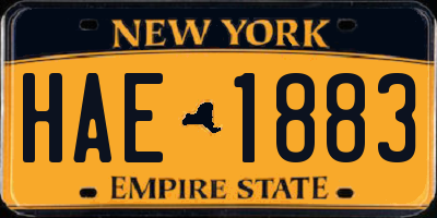 NY license plate HAE1883