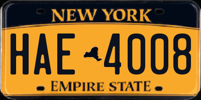 NY license plate HAE4008