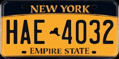NY license plate HAE4032