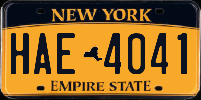 NY license plate HAE4041