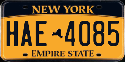 NY license plate HAE4085