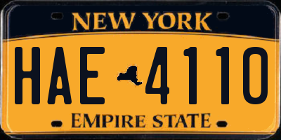 NY license plate HAE4110