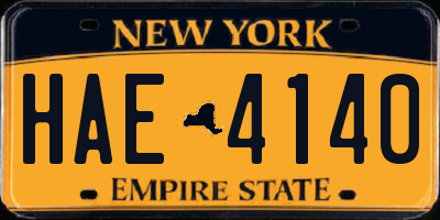 NY license plate HAE4140