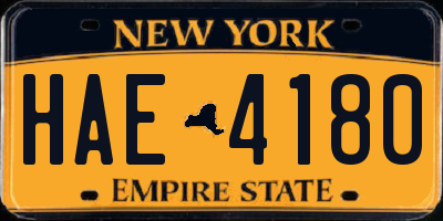 NY license plate HAE4180