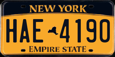 NY license plate HAE4190