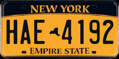NY license plate HAE4192