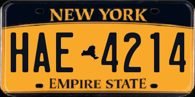 NY license plate HAE4214